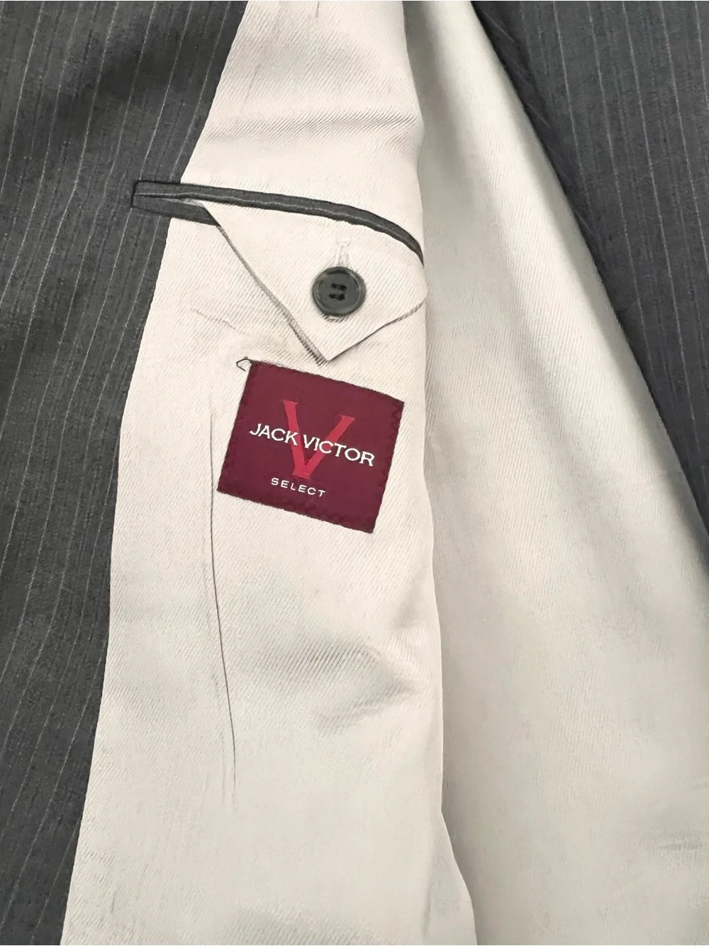 Vintage Jack Victor Gray Pinstripe Suit 52L 47W